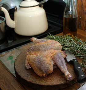 Guinea Fowl with Rosemary and Garlic Preparation